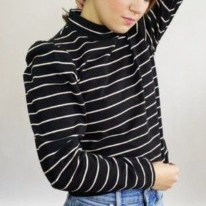 NWT Rebecca Taylor La Vie Striped Puff Sleeve Top
